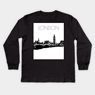 London Thames and Big Ben Kids Long Sleeve T-Shirt